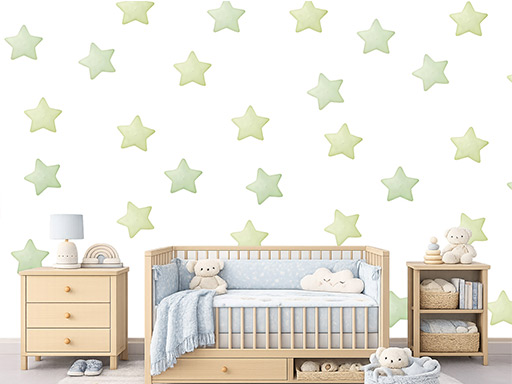 Akvarelové hvězdy zelené 50 ks