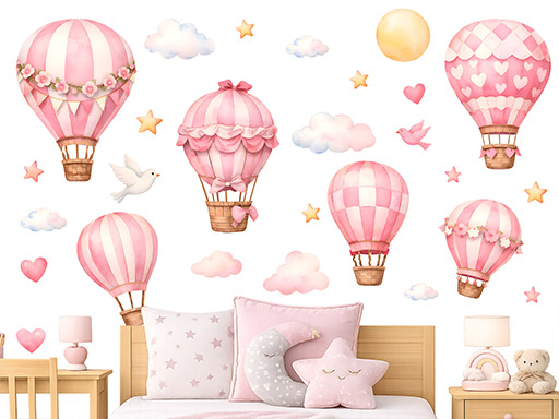 Akvarelové létající balóny růžové