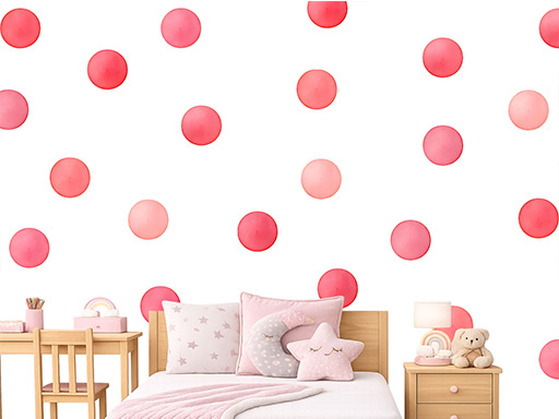 Akvarelové puntíky červené 50 ks