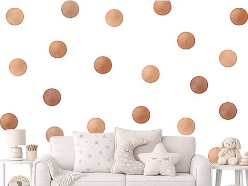 Akvarelové puntíky hnědé 50 ks