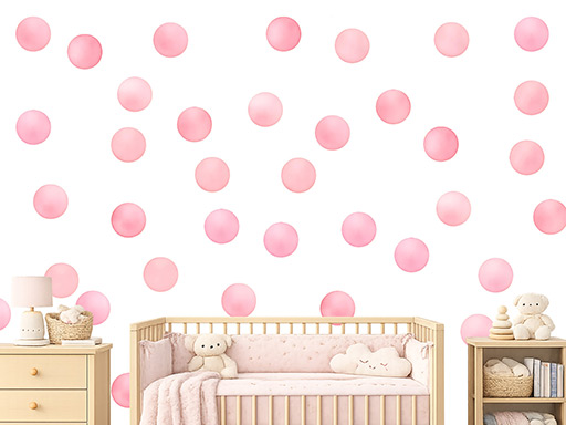 Akvarelové puntíky růžové 50ks