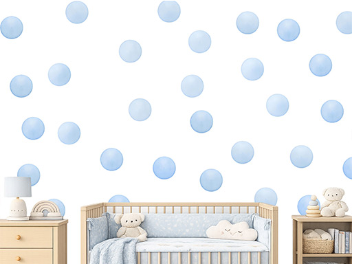 Akvarelové puntíky světle modré 50 ks