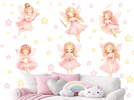 Akvarelové růžové víly