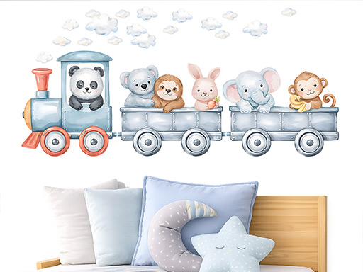 Akvarelový vláček se zvířátky