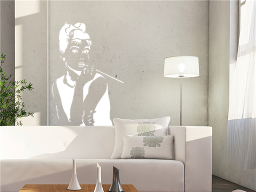 Audrey Hepburn samolepka na zeď, Audrey Hepburn nálepky na zeď, Audrey Hepburn dekorace na stěnu, Audrey Hepburn samolepící dekor na stěny, Audrey Hepburn samolepící tapety na zeď