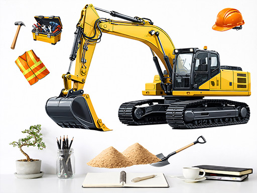 Bagr samolepky na zeď, Bagr nálepky na zeď, Bagr dekorace na zeď, Bagr samolepící nálepky na zeď