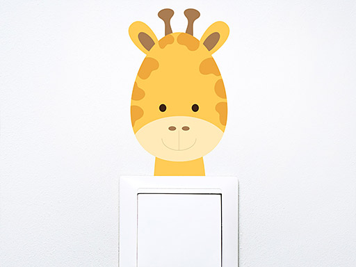 Barevná žirafa na vypínač samolepky na zeď, Barevná žirafa na vypínač nálepky na zeď, Barevná žirafa na vypínač dekorace na zeď, Barevná žirafa na vypínač samolepící nálepky na zeď