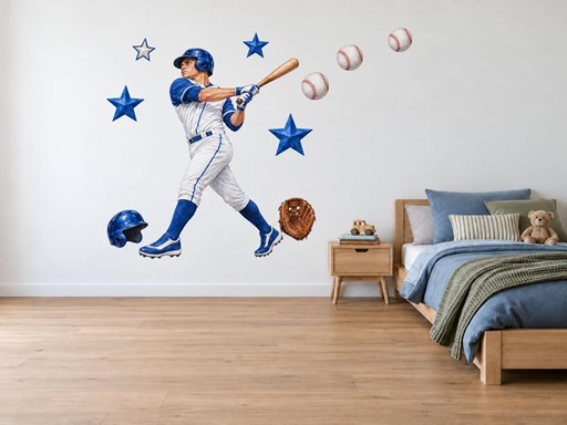 Baseballista při odpalu samolepky na zeď, Baseballista při odpalu tapety na zeď, Baseballista při odpalu dekorace na zeď, Baseballista při odpalu nálepky na zeď