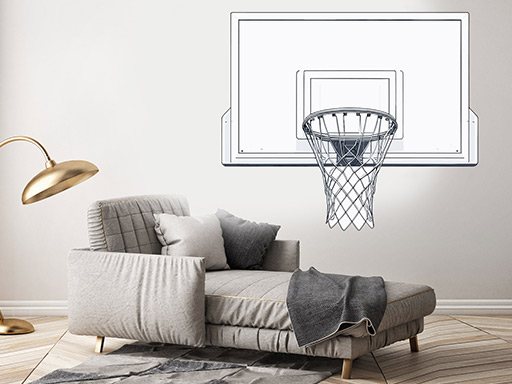 Basketbalový koš samolepky na zeď, Basketbalový koš nálepky na zeď, Basketbalový koš dekorace na zeď, Basketbalový koš samolepící nálepky na zeď