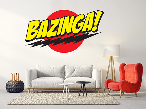 Bazinga samolepky na zeď, Bazinga dekorace na zeď, Bazinga samolepící dekorace na zdi, Bazinga nálepky na stěnu