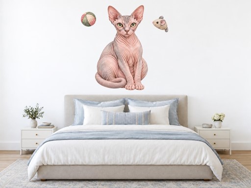 Bezsrstá kočka sphynx samolepky na zeď, Bezsrstá kočka sphynx tapety na zeď, Bezsrstá kočka sphynx dekorace na zeď, Bezsrstá kočka sphynx nálepky na zeď