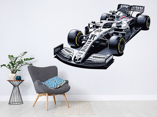 Bílá formule F1 samolepky na zeď, Bílá formule F1 nálepky na stěnu, Bílá formule F1 dekorace na zdi, Bílá formule F1 tapety na zdi