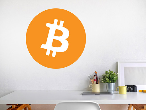 Bitcoin logo samolepka na zeď, Bitcoin nálepky na zeď, Bitcoin dekorace na stěnu, Bitcoin samolepící dekor na stěny, Bitcoin samolepící tapety na zeď