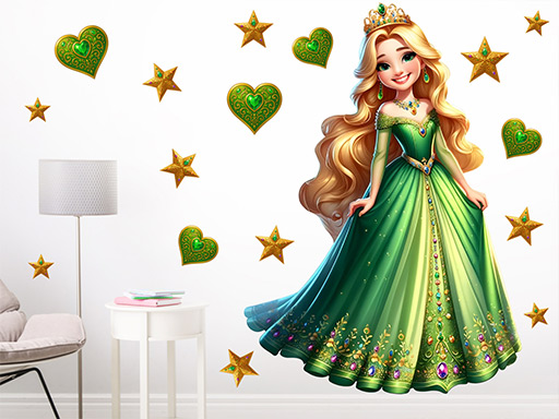 Blond princezna samolepka na zeď, Blond princezna nálepky na zeď, Blond princezna dekorace na stěnu, Blond princezna samolepící dekor na stěny, Blond princezna samolepící tapety na zeď