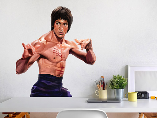 Bruce Lee samolepky na zeď, Bruce Lee nálepky na stěnu, Bruce Lee dekorace na zdi, Bruce Lee tapety na zdi