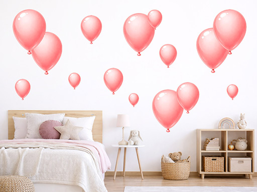 Modré nafukovací balónky samolepky na zeď, Modré nafukovací balónky nálepky na stěnu, Modré nafukovací balónky dekorace na zdi, Modré nafukovací balónky tapety na zdi