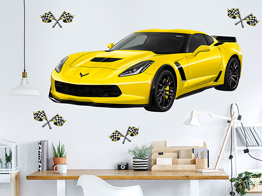 Chevrolet Corvette na zeď, Chevrolet Corvette auto na zeď, Chevrolet Corvette samolepky na stěnu