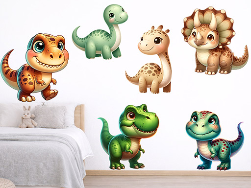 Dinosauříci samolepky na zeď, Dinosauříci do dětského pokoje samolepky na zeď, Dinosauříci nálepky na zeď, Dinosauříci pro děti dekorace na zeď, Dinosauříci samolepící nálepky na zeď
