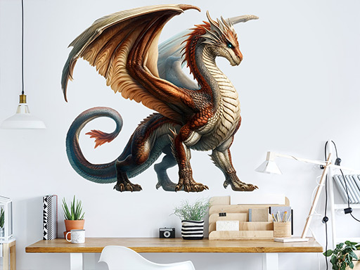 Drak samolepky na zeď, Drak dekorace na zeď, Drak samolepící dekorace na zdi, Drak nálepky na stěnu