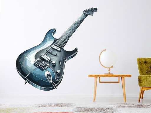 Elektrická kytara samolepka na zeď, kytara nálepka na stěnu, elektrická kytara nálepka na zeď, elektrická kytara samolepka na stěnu 