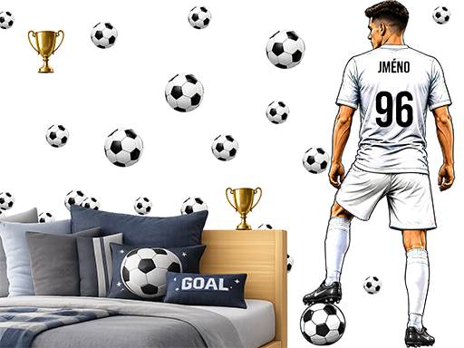 Fotbalista dres jméno na přání samolepky na zeď, Fotbalista dres jméno na přání dekorace na zeď, Fotbalista dres jméno na přání  samolepící dekorace na zdi, Fotbalista dres jméno na přání  nálepky na stěnu