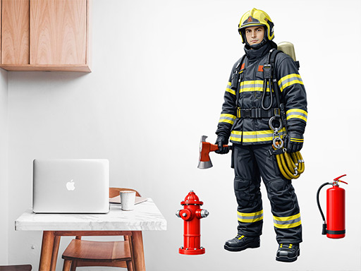 Hasič samolepky na zeď, Hasič nálepky na zeď, Hasič dekorace na zeď, Hasič samolepící nálepky na zeď