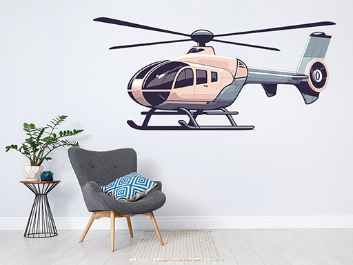 Helikoptéra samolepky na zeď, Helikoptéra nálepky na stěnu, Helikoptéra dekorace na zdi, Helikoptéra tapety na zdi