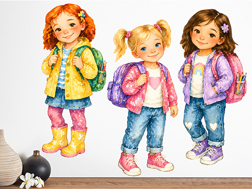 Holky ze školky samolepky na zeď, Holky ze školky tapety na zeď, Holky ze školky dekorace na zeď, Holky ze školky nálepky na zeď