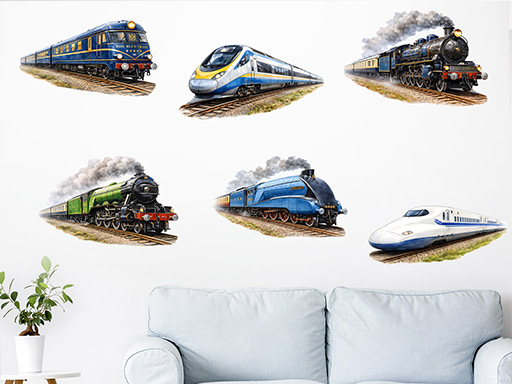 Ikonické vlaky samolepky na zeď, Ikonické vlaky tapety na zeď, Ikonické vlaky dekorace na zeď, Ikonické vlaky nálepky na zeď