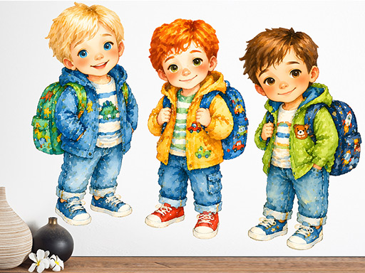 Kluci ze školky samolepky na zeď, Kluci ze školky tapety na zeď, Kluci ze školky dekorace na zeď, Kluci ze školky nálepky na zeď