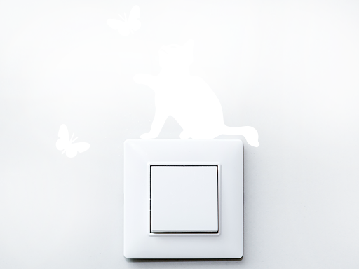 kočka a motýlci samolepky na zeď, kočka a motýlci nálepky na stěnu, kočka a motýlci dekorace na zdi, kočka a motýlci tapety na zdi