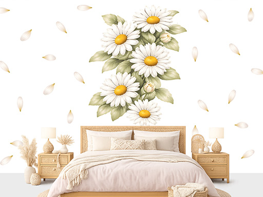 Kopretiny samolepky na zeď, Kopretiny tapety na zeď, Kopretiny dekorace na zeď, Kopretiny nálepky na zeď