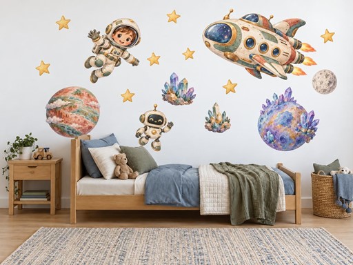 Kosmonaut u krystalové planety samolepky na zeď, Kosmonaut u krystalové planety tapety na zeď, Kosmonaut u krystalové planety dekorace na zeď, Kosmonaut u krystalové planety nálepky na zeď