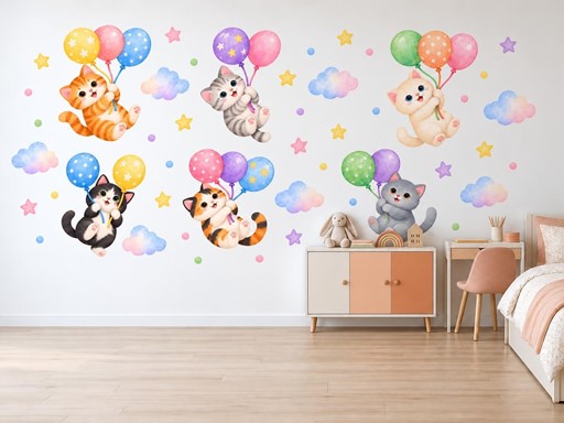 Koťátka s balonky