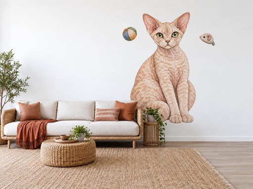 Krémová kočka devon rex