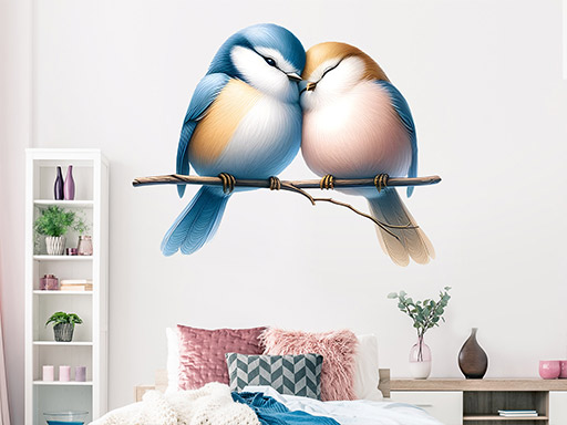 Láskyplní ptáčci samolepky na zeď, Láskyplní ptáčci dekorace na zeď, Láskyplní ptáčci samolepící dekorace na zdi, Láskyplní ptáčci nálepky na stěnu