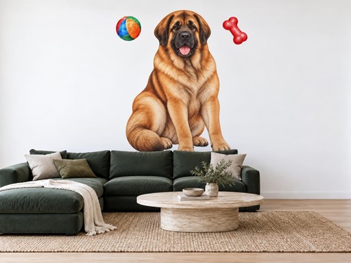 Leonberger s míčkem a kostí