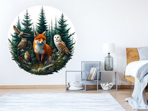 Lesní svět samolepka na zeď, Lesní svět nálepky na zeď, Lesní svět dekorace na stěnu, Lesní svět samolepící dekor na stěny, Lesní svět samolepící tapety na zeď