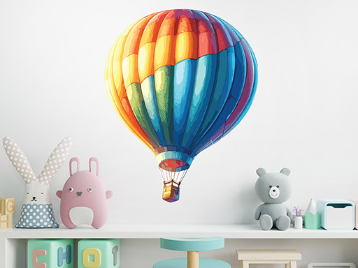 Létající balón samolepka na zeď, horkovzdušný balon nálepky na zeď, Létající balón dekorace na stěnu, Létající balón samolepící dekor na stěny, Létající balón samolepící tapety na zeď