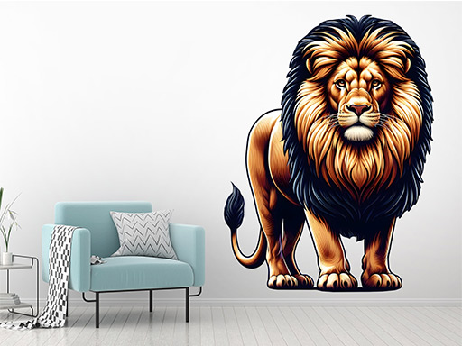 Lev samolepka na zeď, Lev nálepky na zeď, Lev dekorace na stěnu, Lev samolepící dekor na stěny, Lev samolepící tapety na zeď