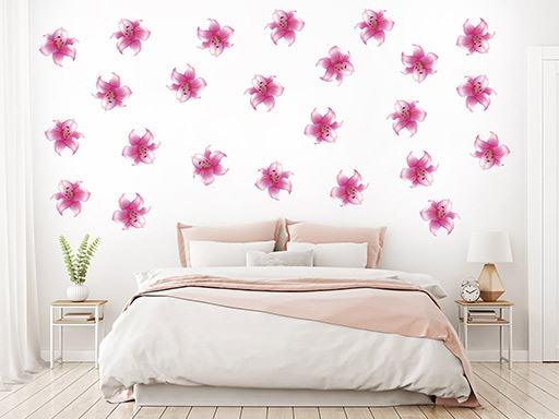 lilie samolepky na zeď, lilie nálepky na zeď, lilie dekorace na zeď, lilie samolepící nálepky na zeď