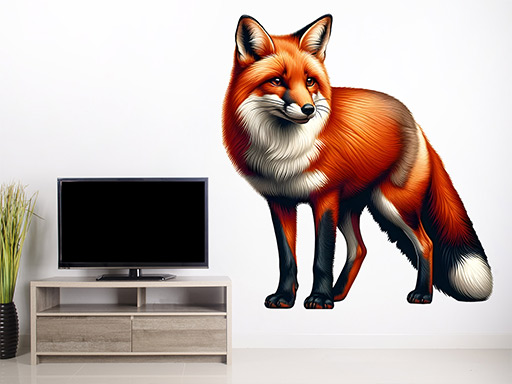 Liška samolepka na zeď, Liška nálepky na zeď, Liška dekorace na stěnu, Liška samolepící dekor na stěny, Liška samolepící tapety na zeď