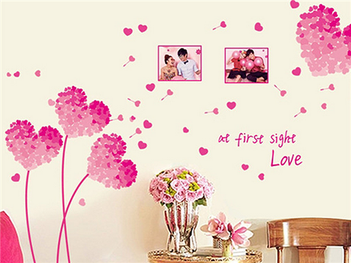 Love at first růžová samolepky na zeď, Love at first růžová nálepky na zeď, Love at first růžová dekorace na zeď, Love at first růžová samolepící nálepky na zeď