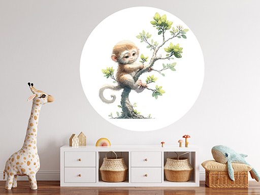 Malý strom s opičkou samolepky na zeď, Malý strom s opičkou nálepky na zeď pro děti, Malý strom s opičkou dětské dekorace na zeď, Malý strom s opičkou samolepící nálepky na zeď