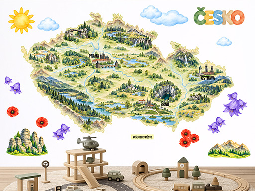 Mapa Česko přírodní dominanty