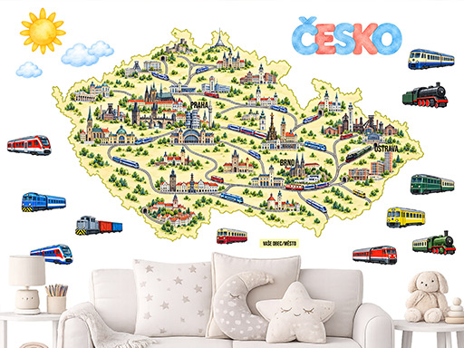 Mapa Česko vlaky budovy