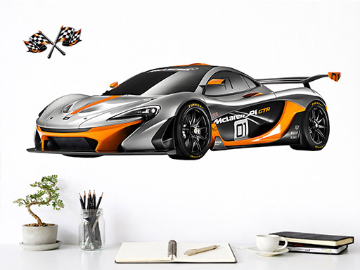 McLaren P1 GTR samolepky na zeď, McLaren P1 GTR nálepky na zeď, McLaren P1 GTR dekorace na zeď, McLaren P1 GTR samolepící nálepky na zeď