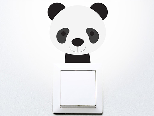 Medvídek panda na vypínač samolepky na zeď, Medvídek panda na vypínač nálepky na zeď, Medvídek panda na vypínač dekorace na zeď, Medvídek panda na vypínač samolepící nálepky na zeď