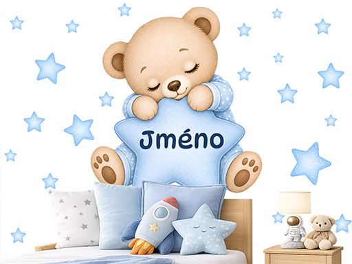 Medvídek s hvězdou a jménem modrá