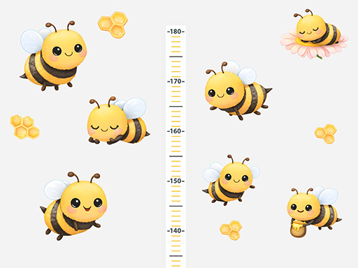 Metr včely a včelky samolepky na zeď, Metr včely a včelky tapety na zeď, Metr včely a včelky dekorace na zeď, Metr včely a včelky nálepky na zeď